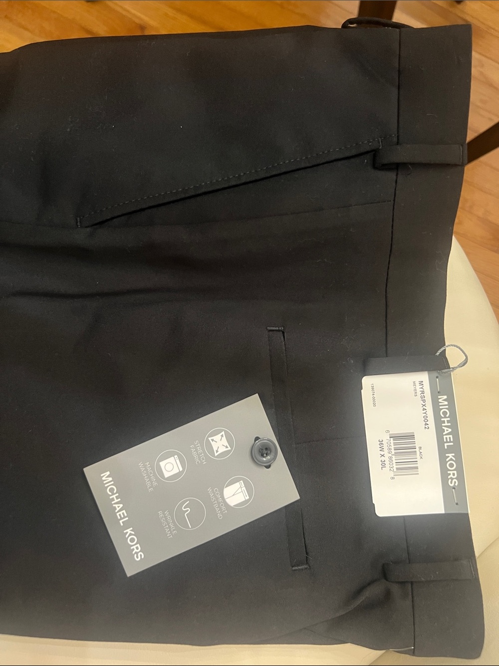 Michael Kors Men's Black Flat-Front Dress Shorts